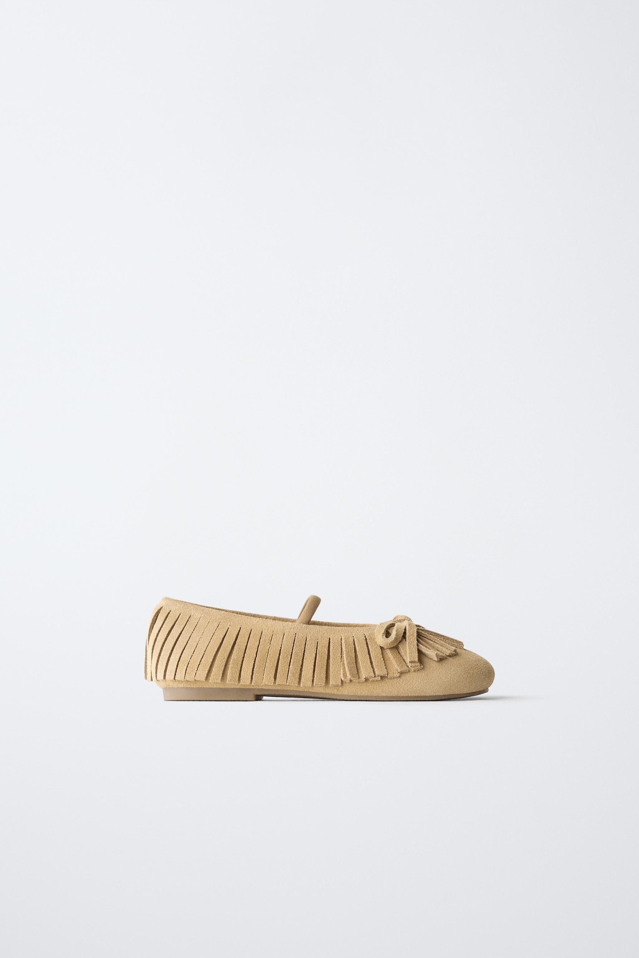 BALLERINES EN CUIR À FRANGES